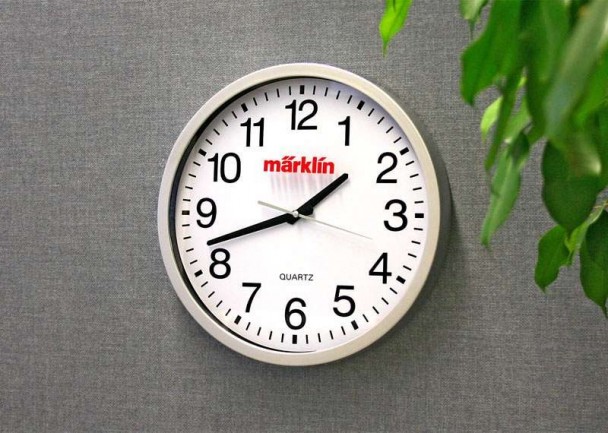 Wall Clock with a Railroad Station Design